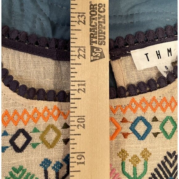 THML Women's Size Small Top Shirt Colorful Floral Embroidered Aztec Tribal Boho - Picture 8 of 9